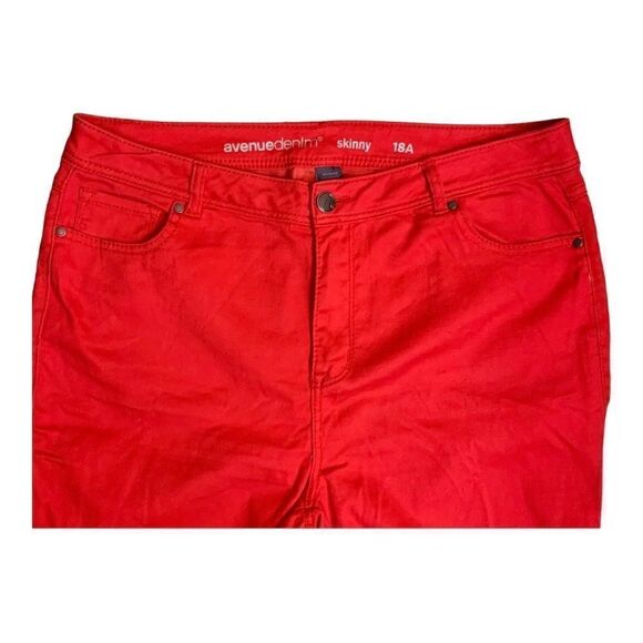 Avenue Butter Denim Red Skinny Jean’s NWT 16 Average - Picture 7 of 15